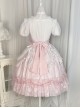 Flowers And Poetry Series Sweet Lolita Pink Tulip Elegant Lace Ruffle Bubble Sleeve Dress