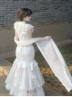 Chinese Style Versatile Elegant Classic Lolita 3D Flower Accents White Lace Cheongsam Shawl