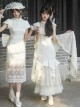 Chinese Style Versatile Elegant Classic Lolita 3D Flower Accents White Lace Cheongsam Shawl