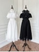 Japanese Gothic Lolita Harajuku Style Kawaii Lace Tulle Cross Pendant Dress Hairband Set