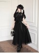 Japanese Gothic Lolita Harajuku Style Kawaii Lace Tulle Cross Pendant Dress Hairband Set