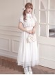Japanese Gothic Lolita Harajuku Style Kawaii Lace Tulle Cross Pendant Dress Hairband Set