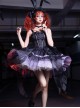 Magic Girl Series Gothic Lolita Elegant Noble Black Purple Lace Tulle Sleeveless Strap Dress