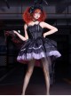 Magic Girl Series Gothic Lolita Elegant Noble Black Purple Lace Tulle Sleeveless Strap Dress