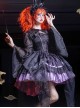Magic Girl Series Gothic Lolita Elegant Noble Black Purple Lace Tulle Sleeveless Strap Dress