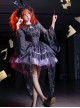 Magic Girl Series Gothic Lolita Elegant Noble Black Purple Lace Tulle Sleeveless Strap Dress
