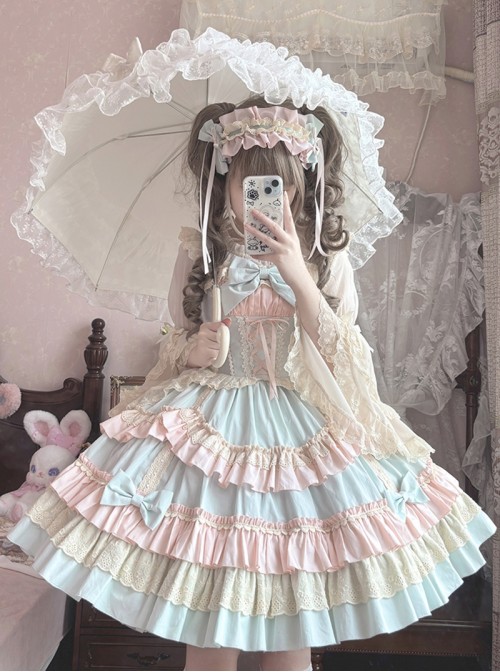 Sweet Mousse Series Sweet Lolita Cute Little Cake Cotton Lace Ruffle Sleeveless Dress