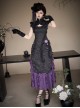 Chinese Style Gothic Lolita Purple Black Jacquard Ruffle Spliced Cheongsam Long Dress