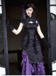Chinese Style Gothic Lolita Purple Black Jacquard Ruffle Spliced Cheongsam Long Dress