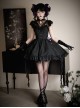 Black Gothic Lolita Pleated Jacquard Ruffled Versatile Daily Sleeveless Strap Dress
