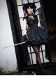 Black Gothic Lolita Pleated Jacquard Ruffled Versatile Daily Sleeveless Strap Dress