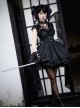Black Slightly Sheer Light Lace Gothic Lolita Sexy Flutter Sleeve Cinched Waist Inner Shirt