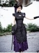 Black Gothic Lolita Elegant Rose Ribbon Bowknot Devil Eye Bead Brooch