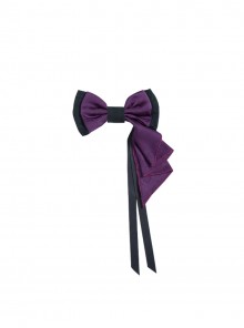 Black Purple Contrast Gothic Lolita Elegant Bowknot Ribbon Ruffled Hairpin