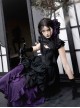 Black Purple Contrast Gothic Lolita Elegant Bowknot Ribbon Ruffled Hairpin