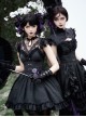Black Purple Contrast Gothic Lolita Elegant Bowknot Ribbon Ruffled Hairpin