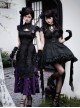 Black Purple Contrast Gothic Lolita Elegant Bowknot Ribbon Ruffled Hairpin