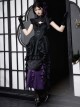 Black Purple Gothic Lolita Elegant Bowknot Ribbon Ruffled Qipao Camisole Dress Hairpin Brooch Set
