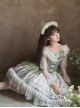 Tea Cup Rabbit Classic Lolita Elegant Green Country Fresh Ruffled Collar Chiffon Long Sleeve Dress