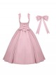 Message Series Classic Lolita Elegant Soft Low Saturation Minimalistic Ruffled Bowknot Long Dress