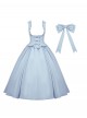 Message Series Classic Lolita Elegant Soft Low Saturation Minimalistic Ruffled Bowknot Long Dress