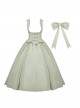 Message Series Classic Lolita Elegant Soft Low Saturation Minimalistic Ruffled Bowknot Long Dress