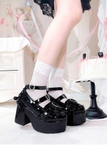 Overlapping Rhythm Series Sweet Lolita Jirai Onna Japanese Mass Produced Cute Pearl Bowknot Platform Loafers