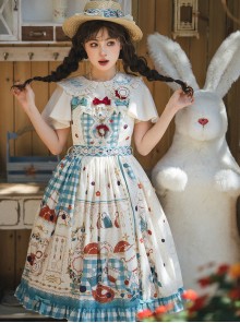 Tea Party Series Sweet Lolita Elegant Checked Print Daily Wearable Cute Camisole Dress