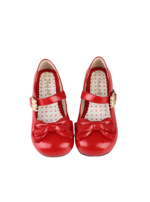 Hug Bear Series Sweet Lolita Bear Alloy Buckle Cute Comfortable Round Toe Low Heel Mary Jane Shoes