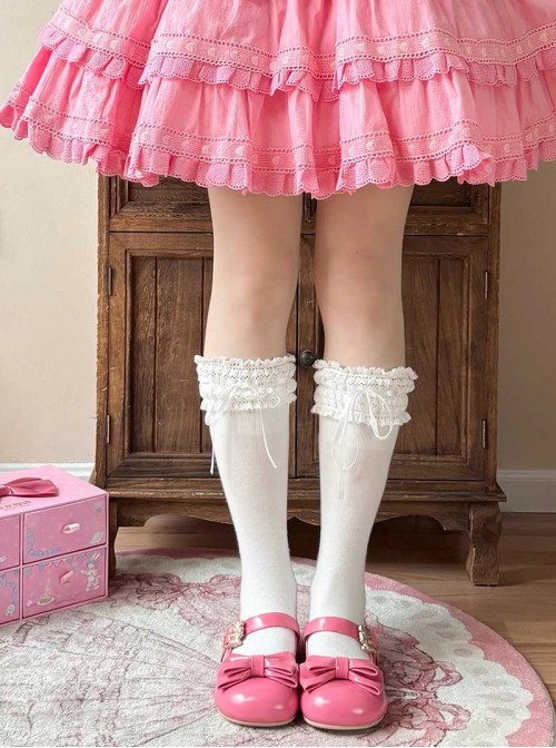 Hug Bear Series Sweet Lolita Bear Alloy Buckle Cute Comfortable Round Toe Low Heel Mary Jane Shoes