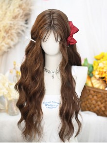 Weave Autumn Series Sweet Lolita Caramel Warm Brown Soft Light French Fringe Long Curly Wig