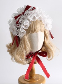 Red Christmas Series Sweet Lolita Lace Bowknot Floral Imitation Magnificent Headband