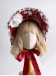 Red Christmas Series Sweet Lolita Silk Ribbon Lace Bowknot White Flower Bonnet