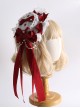 Red Christmas Series Sweet Lolita Silk Ribbon Lace Pearl Bowknot Small Hat
