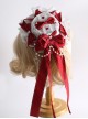 Red Christmas Series Sweet Lolita Silk Ribbon Lace Pearl Bowknot Small Hat