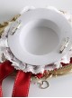 Red Christmas Series Sweet Lolita Silk Ribbon Lace Pearl Bowknot Small Hat