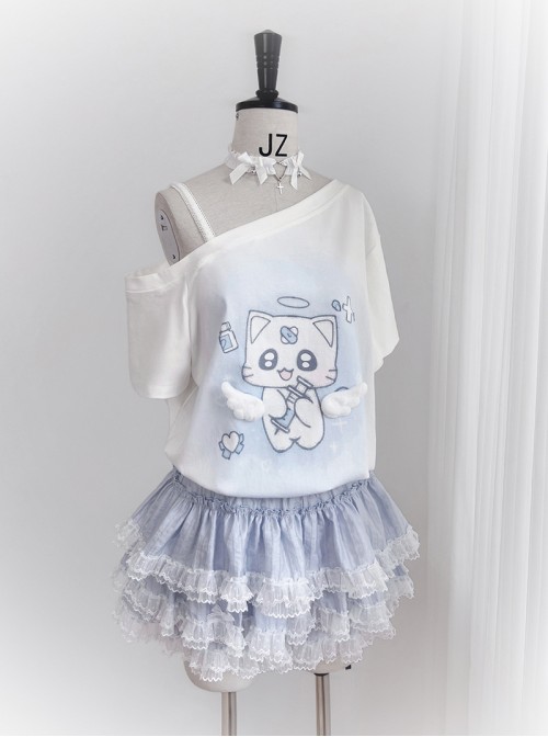 Thousand Layers Snow Series Kawaii Fashion Cute Soft Chiffon Lace Trim Puffy Cake Skirt