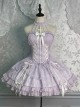 Cross Maiden Series Sweet Lolita Lavender Dreamy Tulle Delicate Elegant Halter Neck Dress