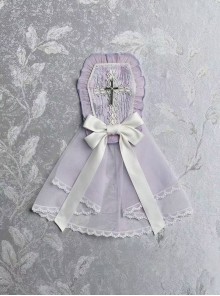 Cross Maiden Series Sweet Lolita Lavender Bow Cross Lace Tulle Hair Accessory Side Clip