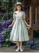Summer Joy Series Sweet Lolita Cotton Hollow out Floral Lace Big Pocket Retro Doll Bubble Sleeve Dress