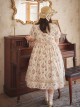 Summer Joy Series Sweet Lolita Cotton Hollow out Floral Lace Big Pocket Retro Doll Bubble Sleeve Dress