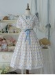 Summer Joy Series Sweet Lolita Cotton Hollow out Floral Lace Big Pocket Retro Doll Bubble Sleeve Dress