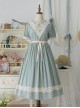 Summer Joy Series Sweet Lolita Cotton Hollow out Floral Lace Big Pocket Retro Doll Bubble Sleeve Dress