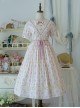 Summer Joy Series Sweet Lolita Cotton Hollow out Floral Lace Big Pocket Retro Doll Bubble Sleeve Dress