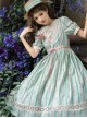 Summer Joy Series Sweet Lolita Cotton Hollow out Floral Lace Big Pocket Retro Doll Bubble Sleeve Dress