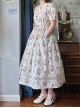 Summer Joy Series Sweet Lolita Cotton Hollow out Floral Lace Big Pocket Retro Doll Bubble Sleeve Dress