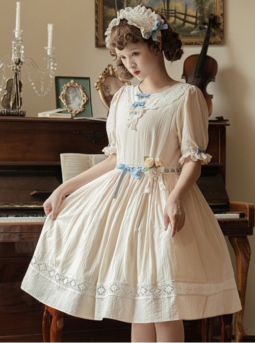 Summer Joy Series Sweet Lolita Lace Bowknot Pearl Button Imitation Rose Floral Decoration
