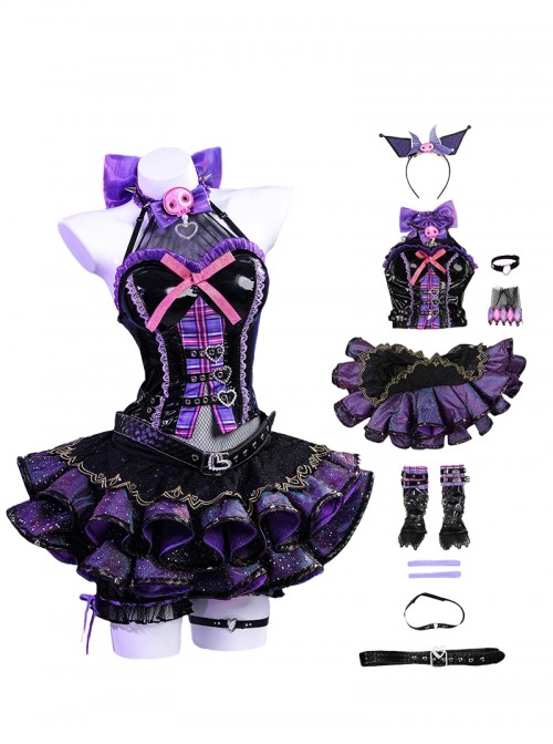 Game Naraka Bladepoint Halloween Cosplay Tessa x Sanrio Kuromi Costume Full Set