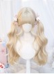 Light Golden Sweet Lolita Chic Cute Straight Bangs Curly Sideburns Long Curly Wig