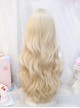 Light Golden Sweet Lolita Chic Cute Straight Bangs Curly Sideburns Long Curly Wig